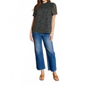 NEW TEA N ROSE amanda wide leg crop raw hem jeans in medium wash